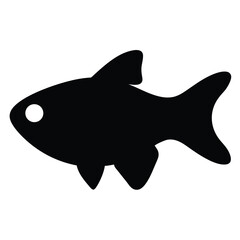 harlequin rasbora fish vector silhouette icon, black and white illustration of fish.