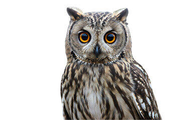 Obraz premium Longeared Owl Portrait Majestic Bird Photography on Transparent background