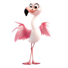 A Pink Flamingo Standing on One Leg Isolated on Transparent Background