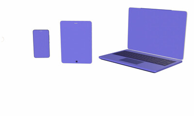 3D Illustration Phone - Tablet PC - Laptop