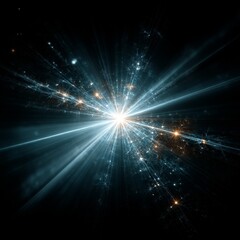 Obraz premium Cosmic Radiance: An Abstract Explosion of Light, Lines, and Sparkles Against a Dark Void, Embodying Energy and Creation