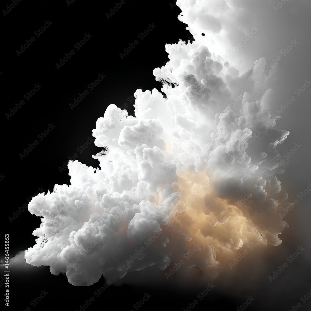 Poster dramatic cloudscape with golden light against a black backdrop: ethereal, abstract, and captivating 