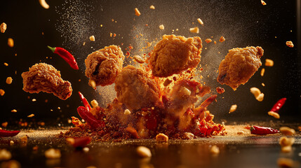 Spicy Fried Chicken Explosion with Chili and Crumbs – Perfect for National Fried Chicken Day Celebration