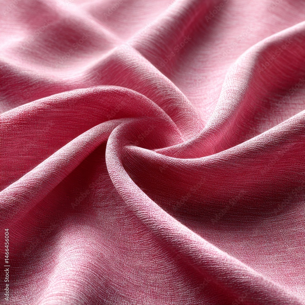 Poster elegant swirl of cranberry red fabric showcasing intricate textural detail and gentle, natural illum