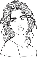 Elegant Black & White Beautiful Girls Vector Illustrations
