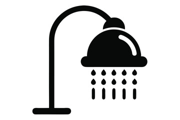 A simple black shower head icon shows flowing water droplets below its fixture