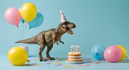 Fototapeta premium Dinosaur Birthday Party Scene