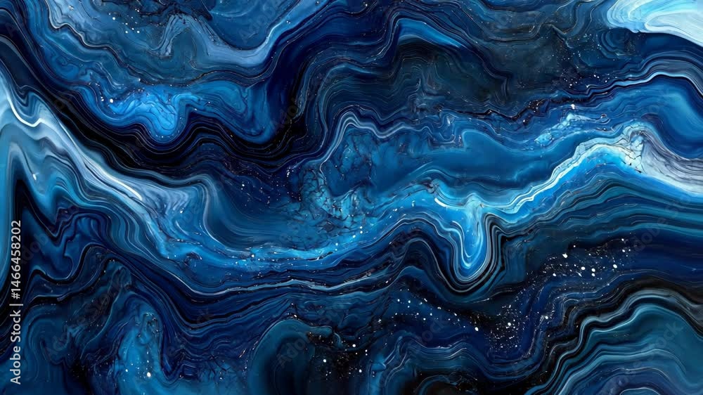 Poster abstract blue fluid art swirling patterns and textures evoking depth and calm