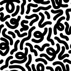 Fun line doodle seamless pattern. Creative minimalist style art background for children or trendy design with basic shapes. vector illustration.