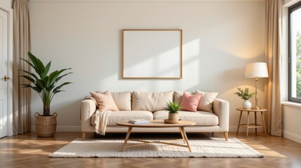 Cozy and Inviting Interior Living Room with Natural Light and Elegant Furniture in Modern Design Style