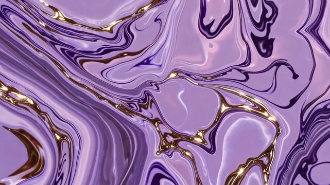 abstract composition of flowing purple ink with shimmering golden accents. The fluid textures and delicate metallic lines form a rich marbled pattern that feels both organic and intentional.