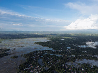 Aerial View of Settlements and Rice Fields in Aceh, Sumatra