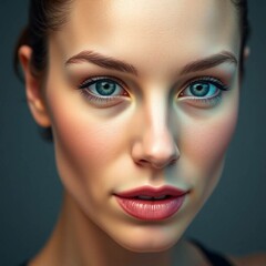 Fototapeta premium High-quality face fitness exercise close-up, sharp focus, natural skin texture, professional studio lighting, clean composition, no filters or retouching, stock photo standards, fitness motivation, he