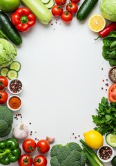 Colorful vegetables frame blank canvas