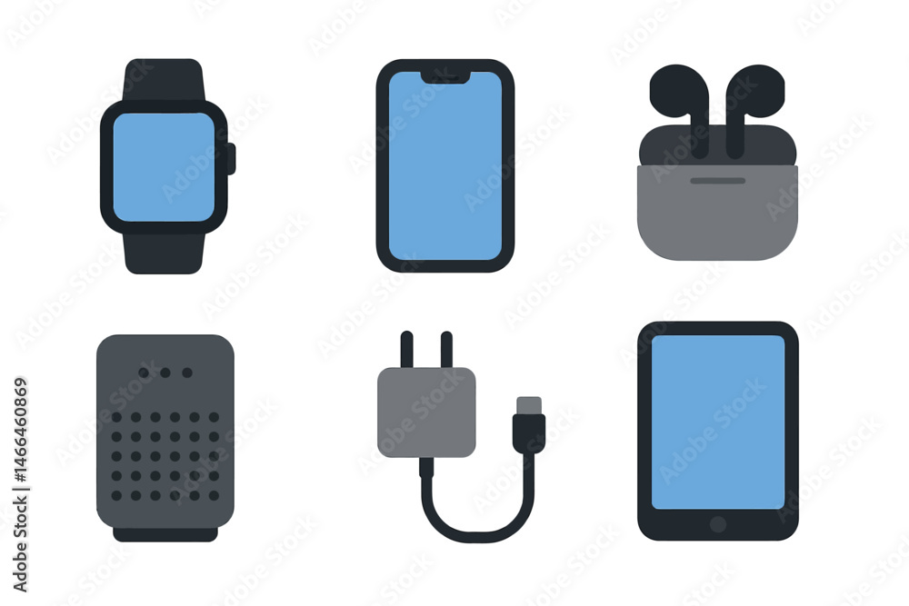 Aufkleber modern tech device icons flat vector set vector