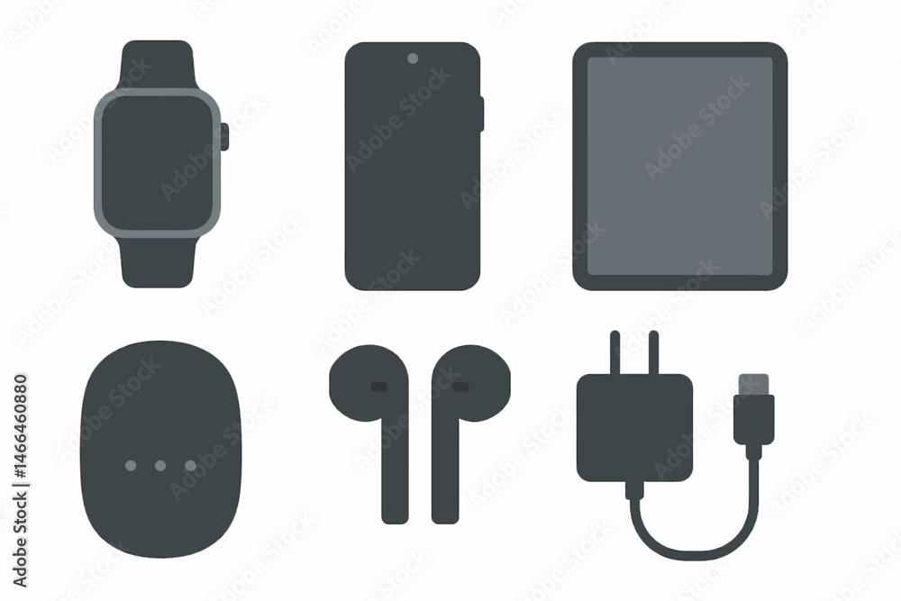 Poster minimal tech gadget icons vector set vector
