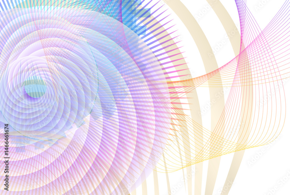 Poster futuristic abstract visualization with colorful radial lines and digital vortex flow. ideal for big 