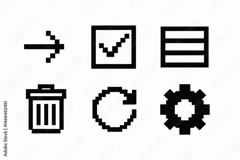 Aufkleber pixel style interface icons for apps and websites vector