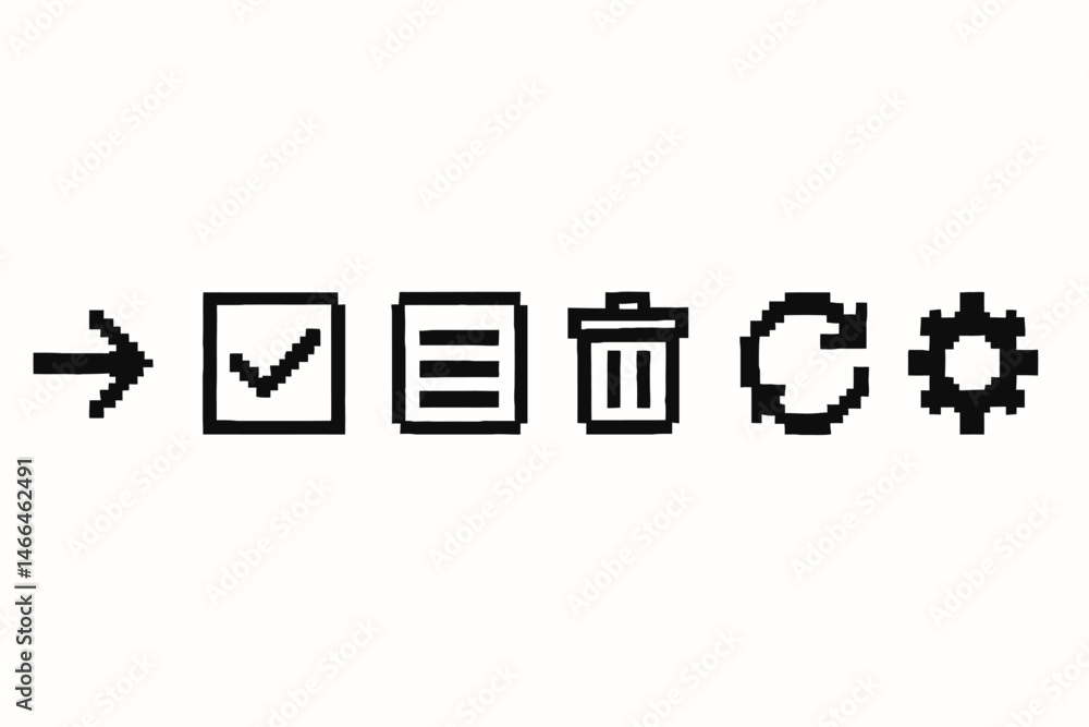 Poster pixel style user interface icons for ui design vector