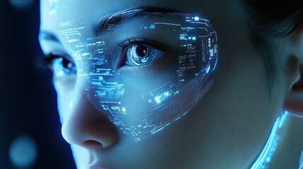 Person with digital overlay technology concept