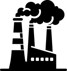 Black and white factory chimney and smoke vector illustration