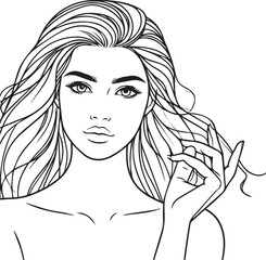Elegant Black & White Beautiful Girls Vector Illustrations