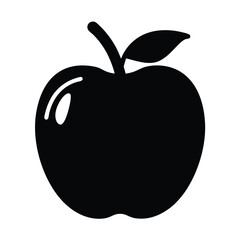 ice apple vector silhouette icon, black and white illustration of fruits.