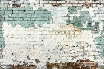 Peeling Paint on Aged Brick Wall