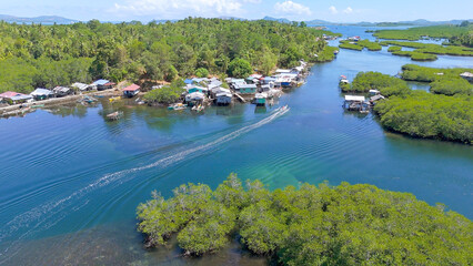 Day-Asan Floating VIllage built around the mangrove forests of Surigao del Norte, Philippines.