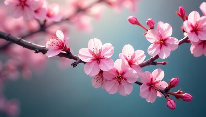 Obraz premium Delicate pink cherry blossoms, intricate branch design , tree, nature, floral pattern