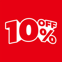 Bold 10 Percent Off Sale Banner on Red Background