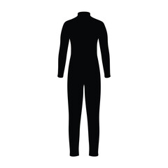 jumpsuit vector silhouette icon, black and white illustration of clothing.