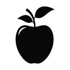 kei apple vector silhouette icon, black and white illustration of fruits.