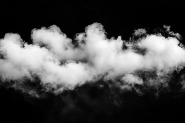 Dramatic fluffy white cloudscape against a stark black background creating a striking contrast and ethereal mood