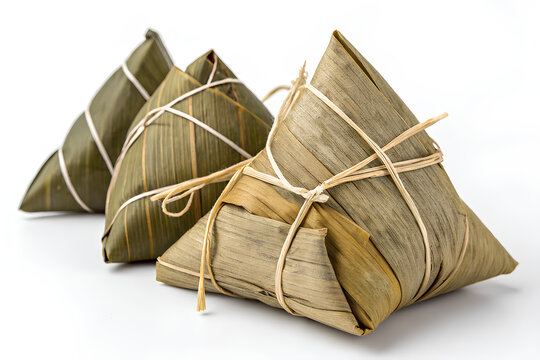 Traditional Asian rice dumplings wrapped in leaves