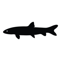 Obraz premium kuhli loach fish vector silhouette icon, black and white illustration of fish.