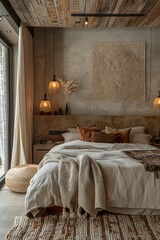 Warm Bedroom with Neutral Earth Tones Scheme