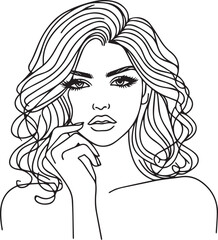 Elegant Black & White Beautiful Girls Vector Illustrations