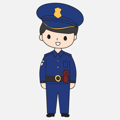 Kawaii Police element Objects in Doodle Style. design element stock. police man
