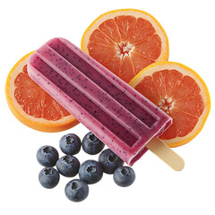 Vivid Natural Freeze Pop Energetic Mix of Blueberry Isolated on Transparent Background