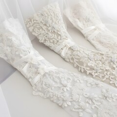 Obraz premium Elegant lace wedding bouquet wraps.
