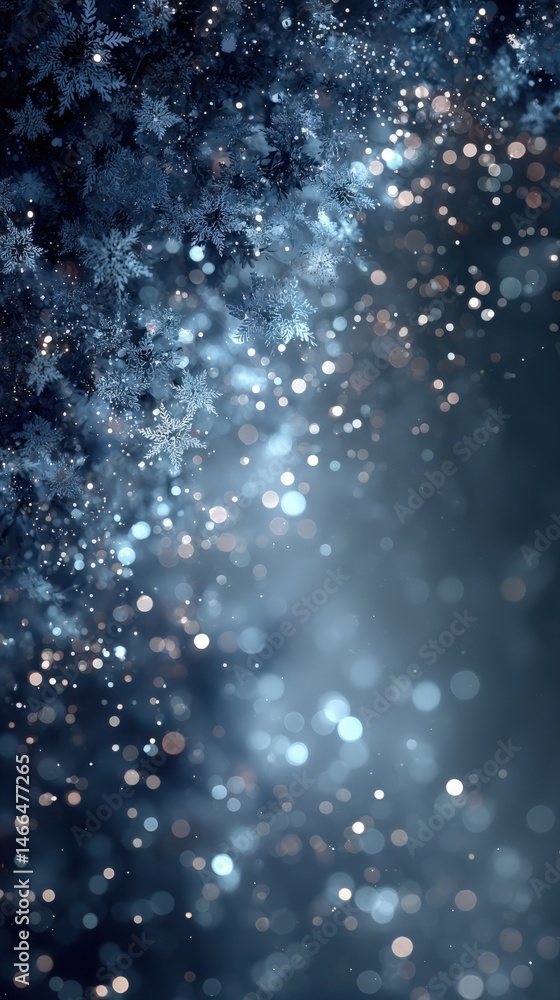 Poster sparkling winter enchantment: a mesmerizing composition of softly illuminated snowflakes and shimmer