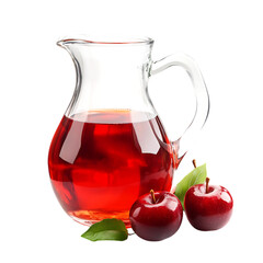 Cherry Apple Cider in Glass Pitcher Isolated on Transparent Background
