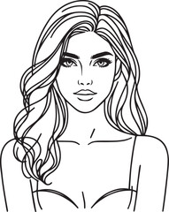 Elegant Black & White Beautiful Girls Vector Illustrations