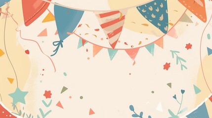 Obraz premium Flag Day Hand - drawn Background: Colored Brushes Paint Red Flags, Spreading a Colorful Scroll of the Dancing between Vivid Strokes and Flag Majesty