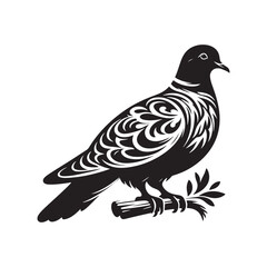 Graceful Eurasian Collared Dove Bird Vector Silhouette – Elegant Flight, Peaceful Perch, and Timeless Symbol of Tranquility in Minimalist Art - Illustration of Collared Dove Bird.