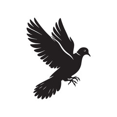 Fototapeta premium Graceful Eurasian Collared Dove Bird Vector Silhouette – Elegant Flight, Peaceful Perch, and Timeless Symbol of Tranquility in Minimalist Art - Illustration of Collared Dove Bird.