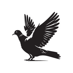 Graceful Eurasian Collared Dove Bird Vector Silhouette – Elegant Flight, Peaceful Perch, and Timeless Symbol of Tranquility in Minimalist Art - Illustration of Collared Dove Bird.