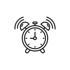 Alarm Clock with Ringing Lines Representing Sound Waves