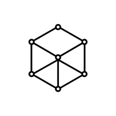 3D Cube with Linked Corners, Symbol of Connection and Structure